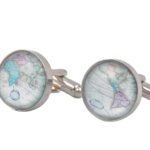 Antique Colourful World Map Cufflinks