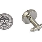 Black Flower Skull Cufflinks