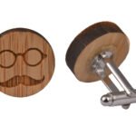 Wooden Cufflinks - Moustache and Glasses