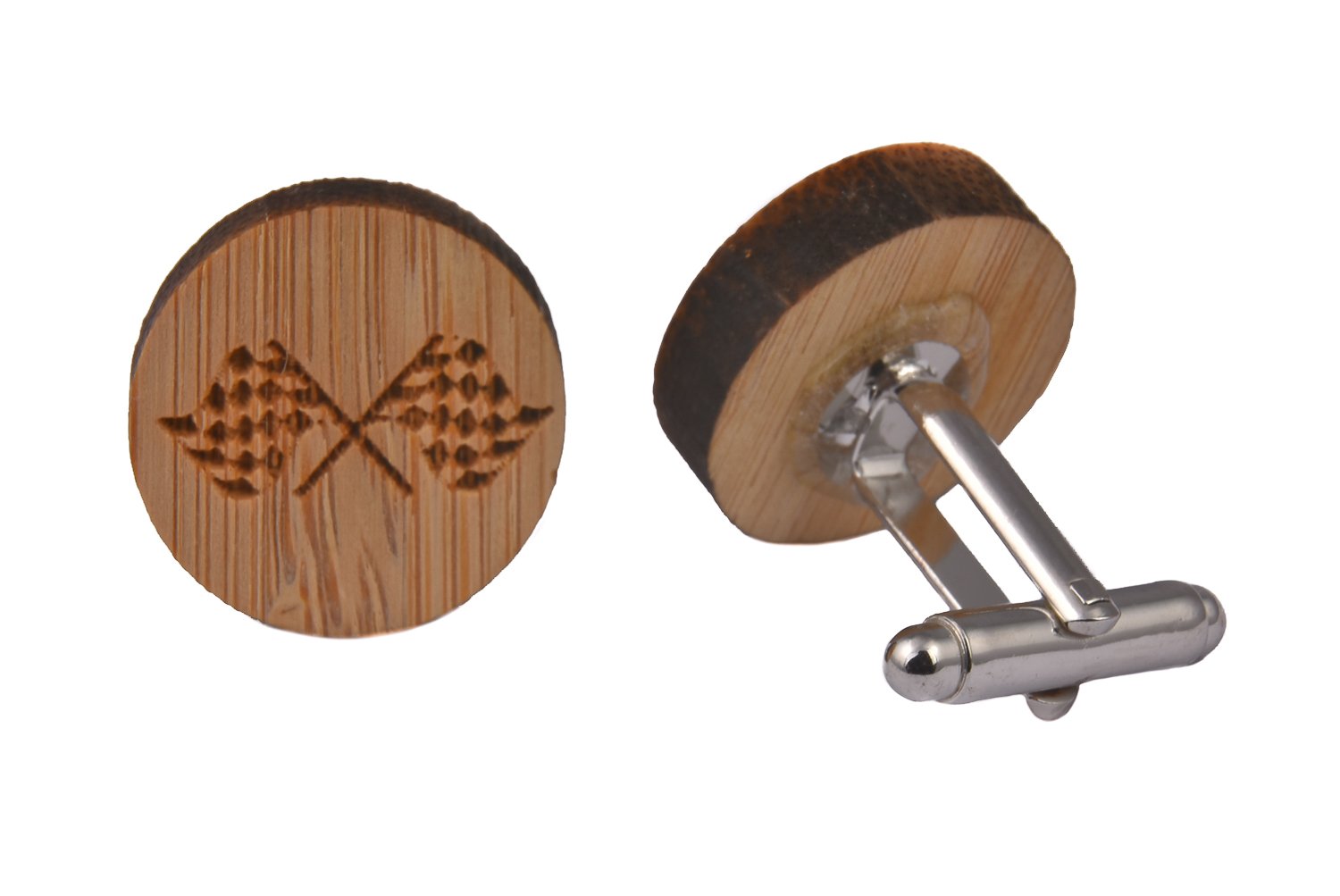 CGHC0625.jpg Wooden Cufflinks - Chequered Flag - Image 1