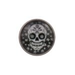 White Flowers Skull Lapel Pin Badge