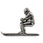 Skier Pewter Lapel Pin Badge